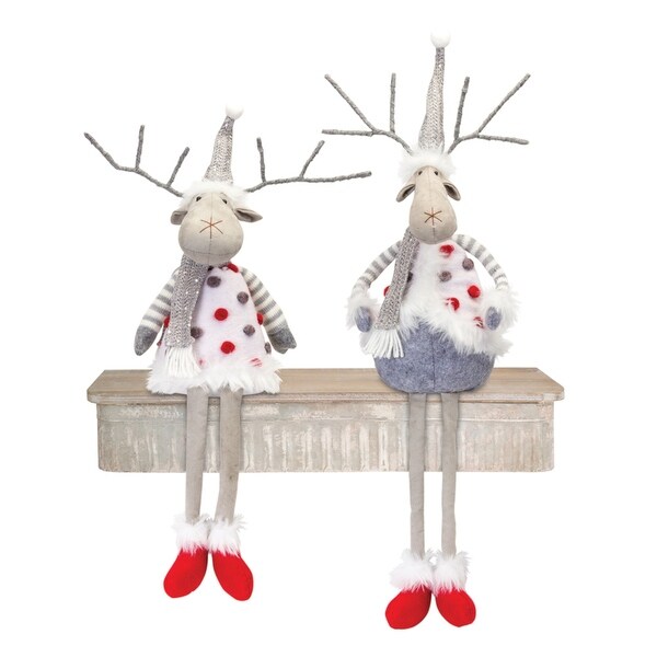 Set of 2 Deer Christmas Plush Tabletop Figures 25