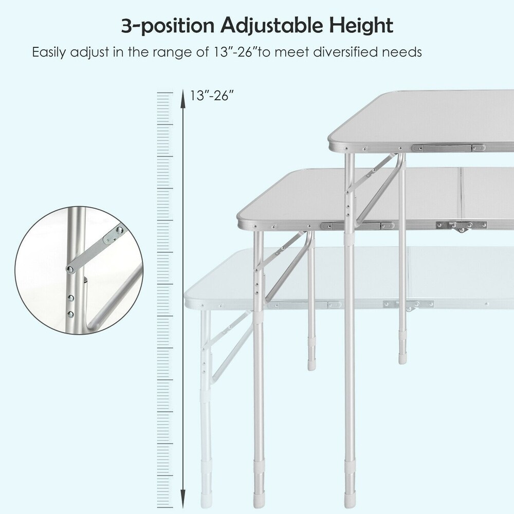 2 Pieces Folding Utility Table with Carrying Handle   48\