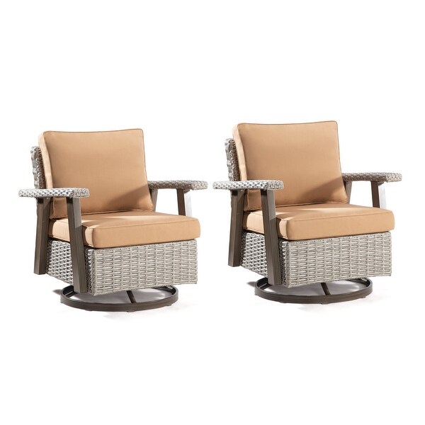 Cozywor Wicker Patio Outdoor Swivel Rocking Chair (Set of 2)