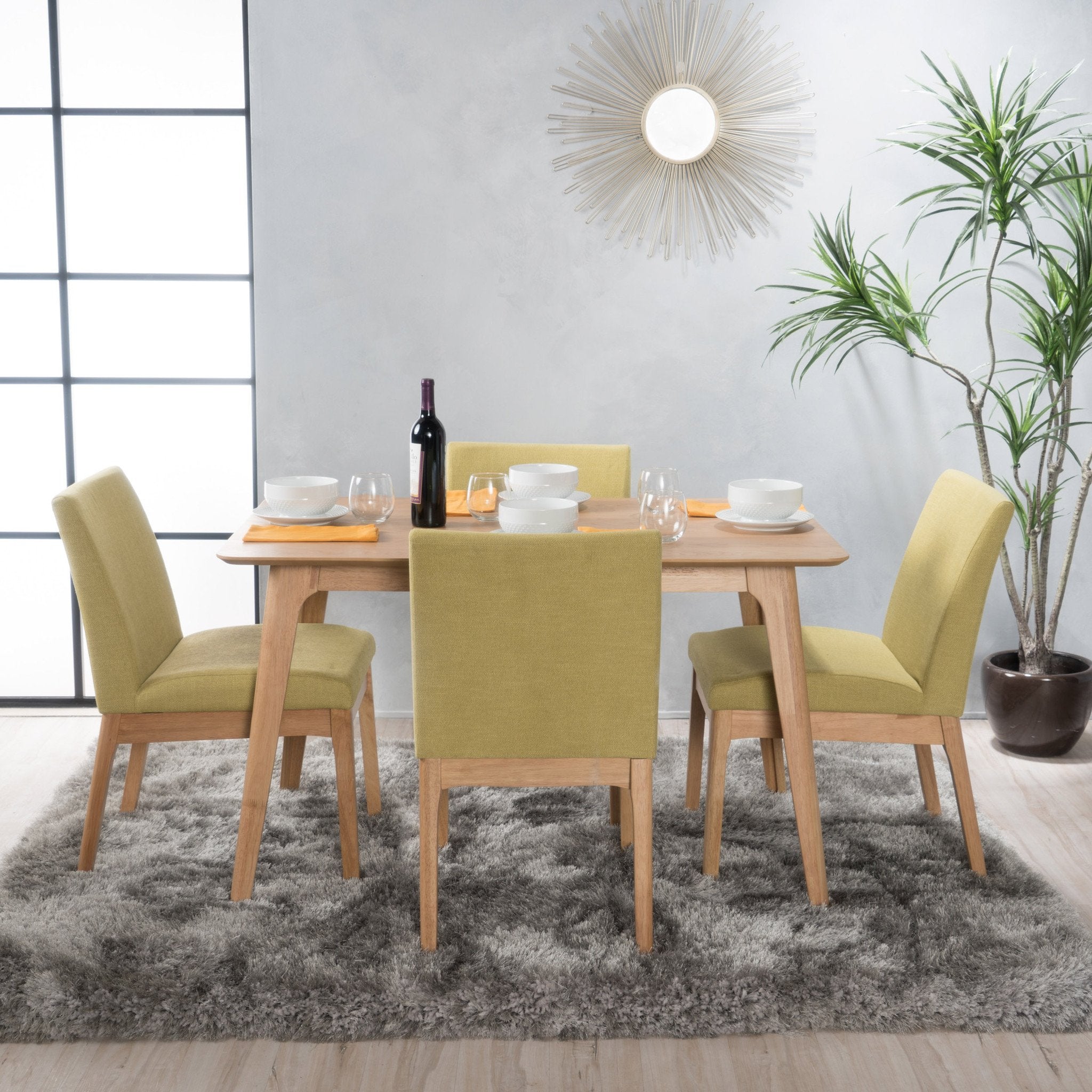 Elsinore Mid-Century Modern 5 Piece Dining Set