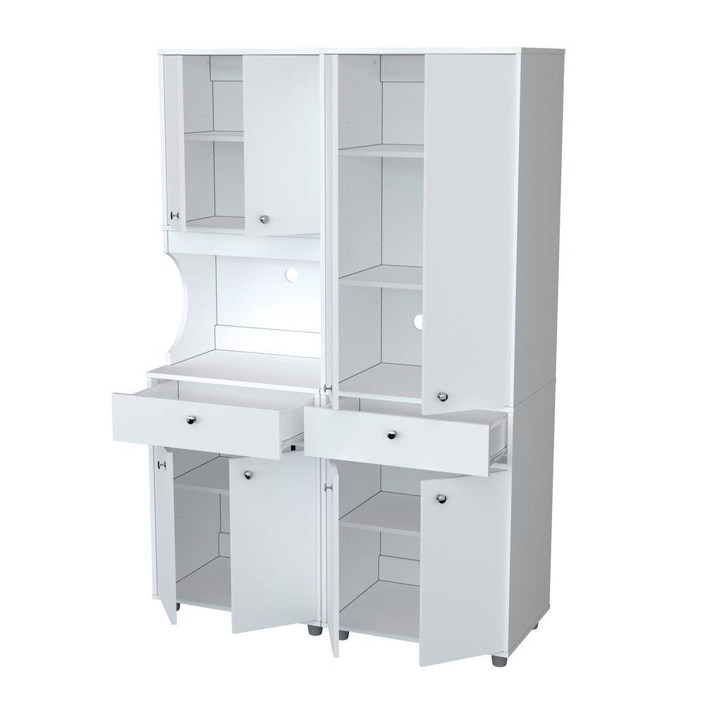 Inval Ready to Assemble 47.2 in. W x 70.5 in. H x 17 in. D Kitchen Storage Utility Cabinet in White (2-Piece) KS-GP3