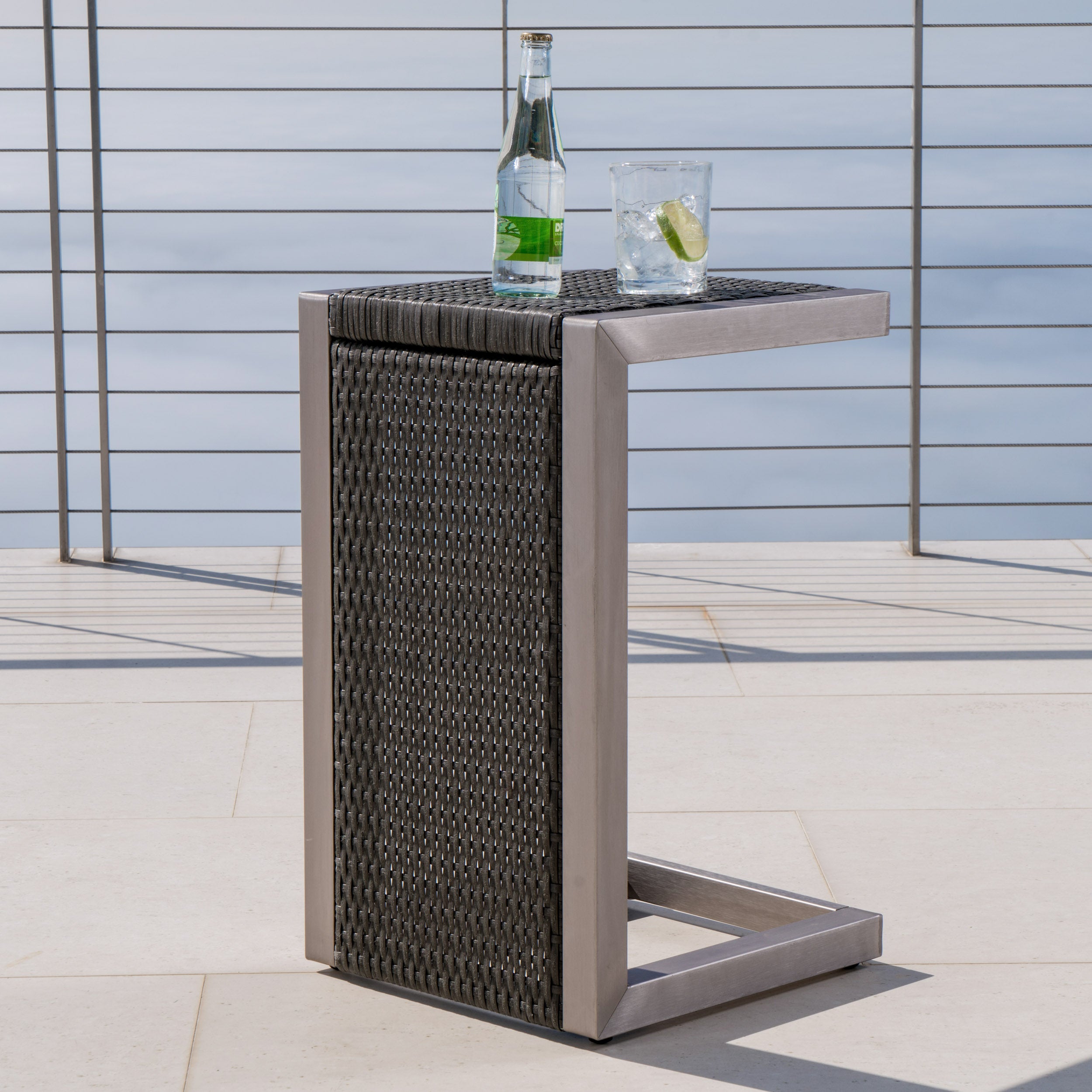 Crested-Bay Modern Aluminum C-Shaped End Table