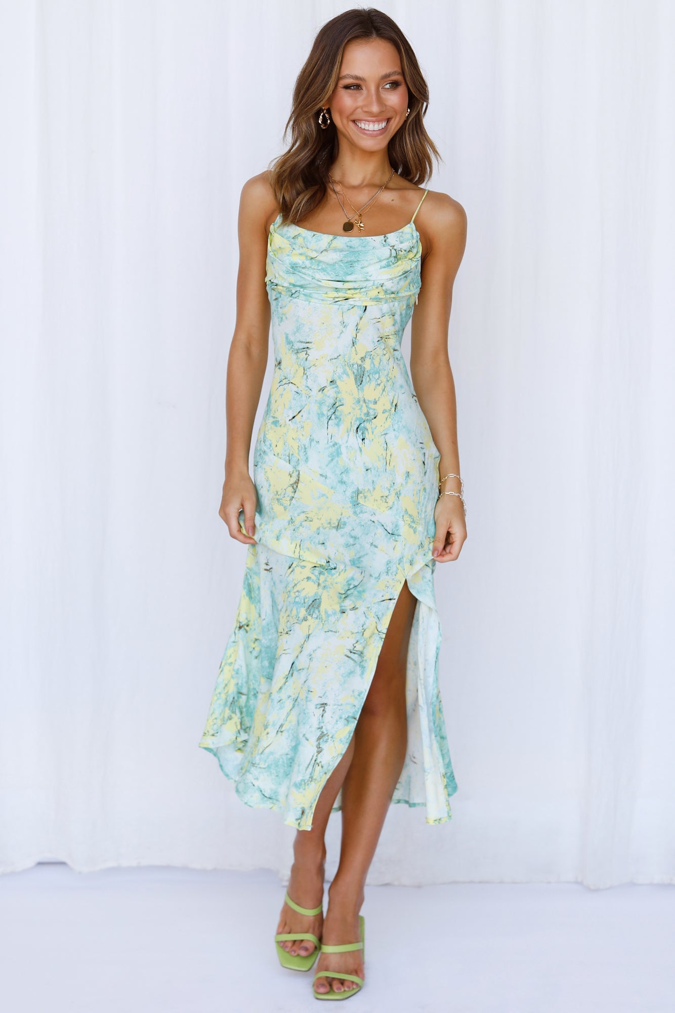 Catch The Waves Midi Dress Green