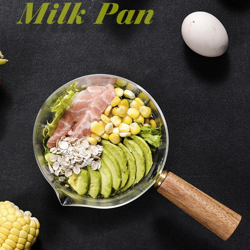 Clear Glass Saucepan Non-stick Milk Pan Kitchen Cookware for Noodle Milk Salad Make Tea - 600ml