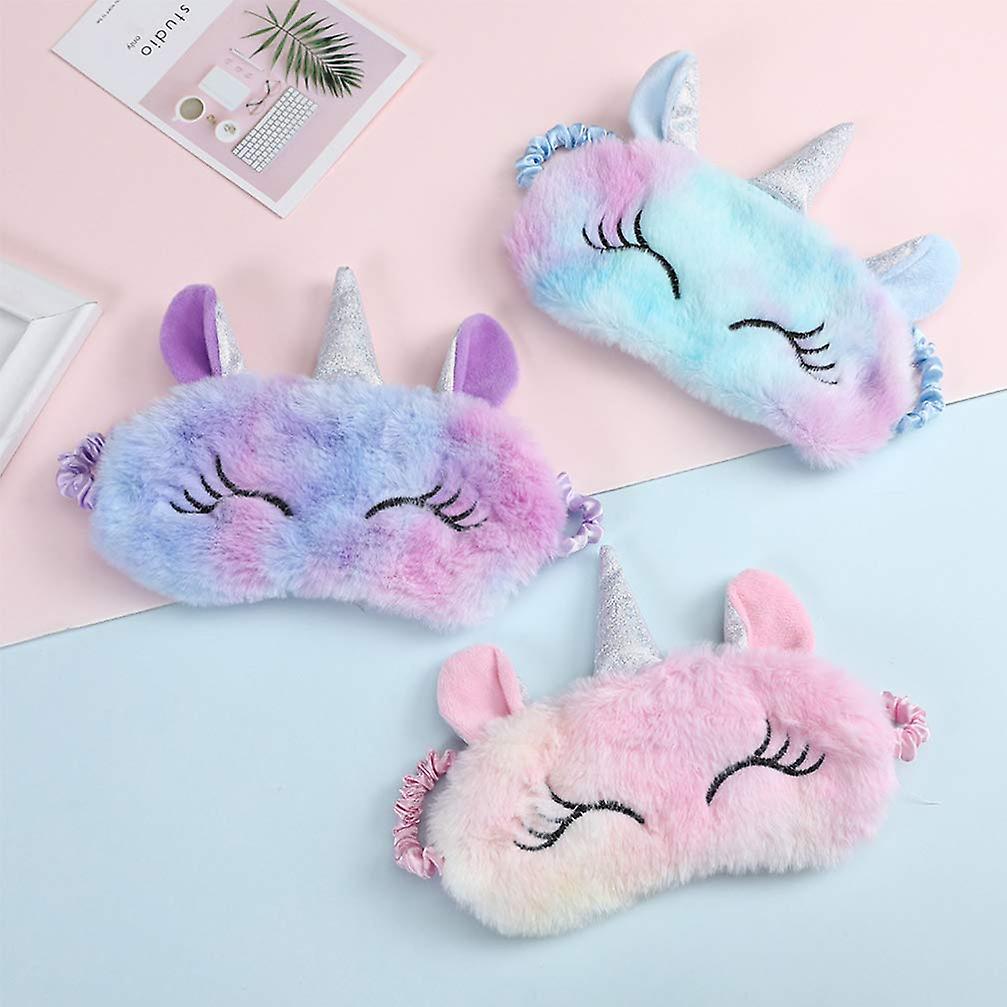 Unicorn Sleep Mask Plush Blindfold Cartoon Animal Sleeping Eye Patch Soft For Girls