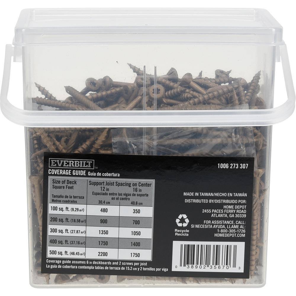 Everbilt #10 x 2-12 in. Star Drive Flat Head Exterior Wood Screws 5 lbs.-Box (415-Piece) 117356