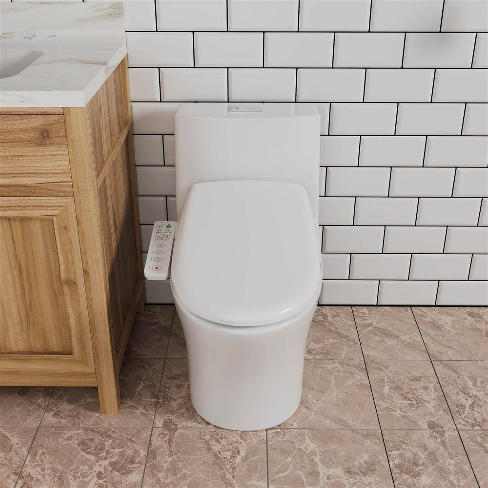 Mokleba Electric Heated Bidet Seat for Elongated Toilets in White with Memory Function BTMKEBCO002