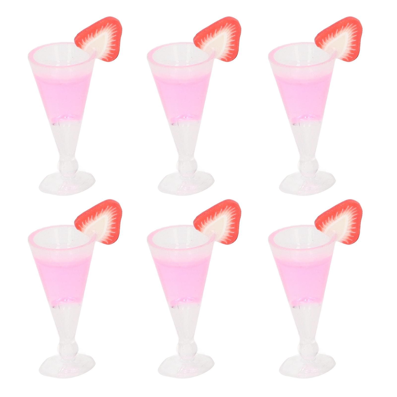 20Pcs Dollhouse Cocktail Glasses Simulation Life Scene 1/12 Scale Mini Cocktail Glasses Toy Doll House Decoration Pink