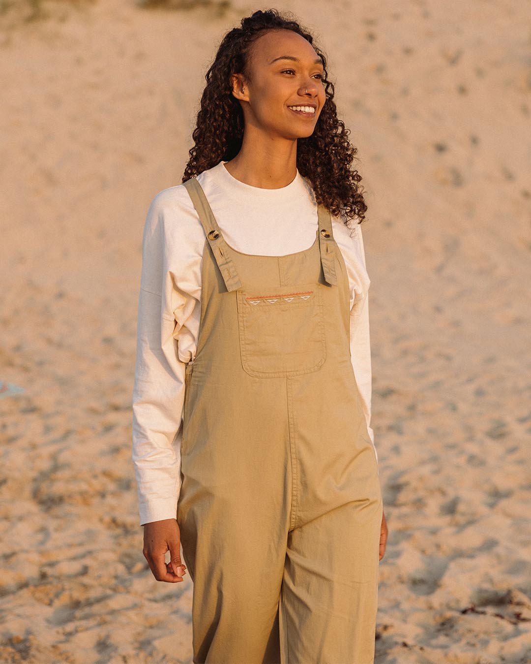 Faye Organic Cotton Dungarees - Biscuit