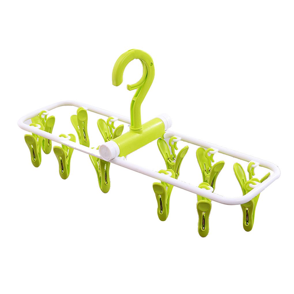 TureClos 12 Clip Folding Drying Rack Multi-functional Foldable Underwear Socks Clips Plastic Clothes Clamps Hanger