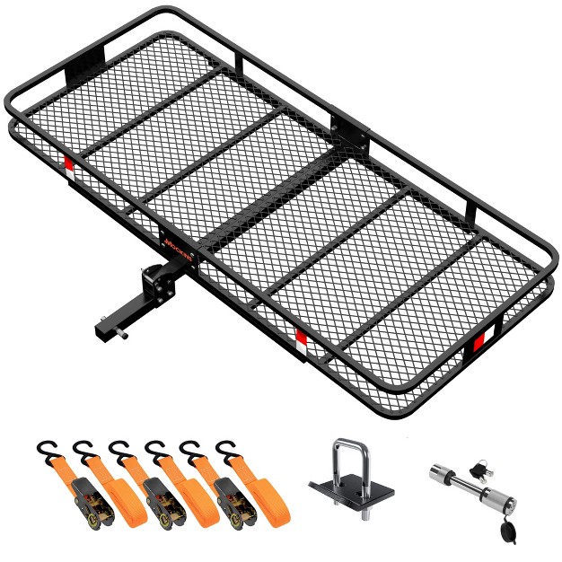 Rustproof Hitch Mount Carrier 500lbs Cap Hitch Basket With Extra Strong Foldable Arm