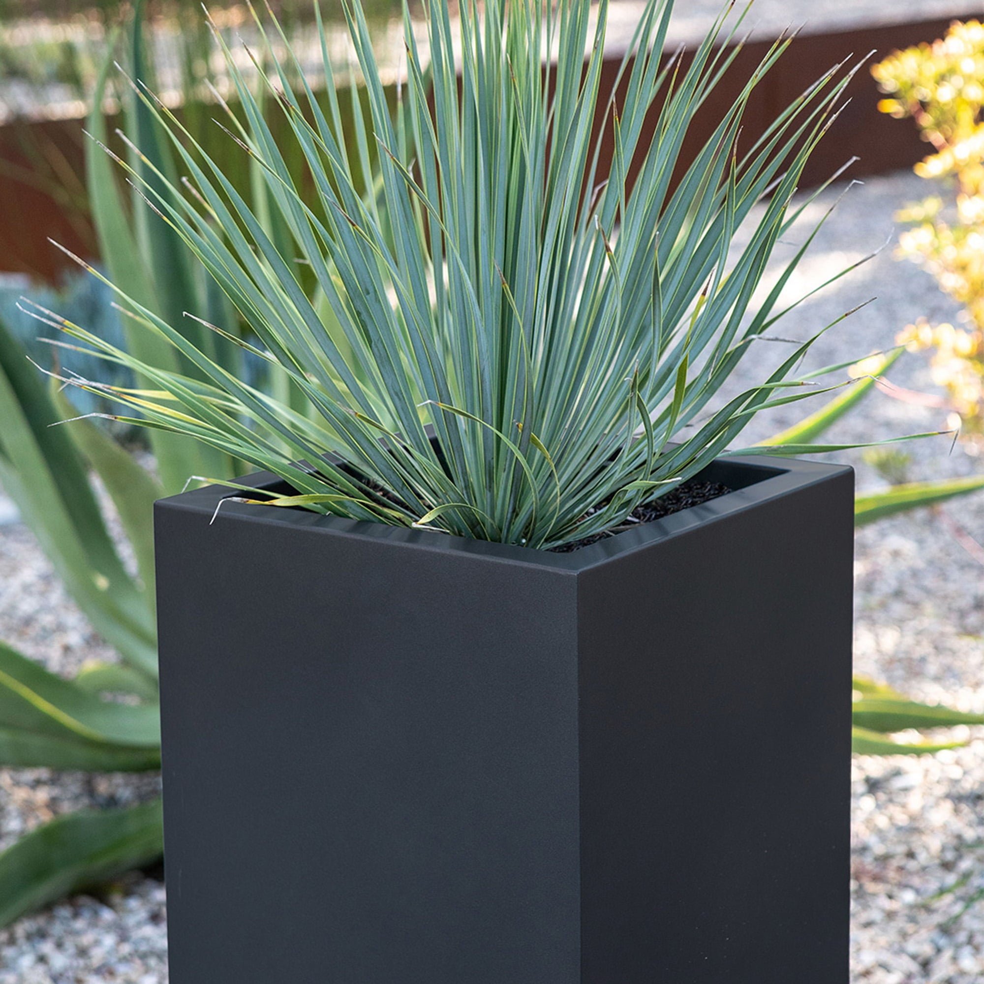 Veradek Block Series Pedestal Tall Planter Black