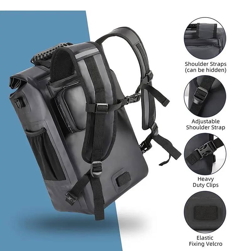 100% waterproof reflective multi purpose bike pannier 3 in 1 rear wheel dry bag with computer compartment for cycling tours