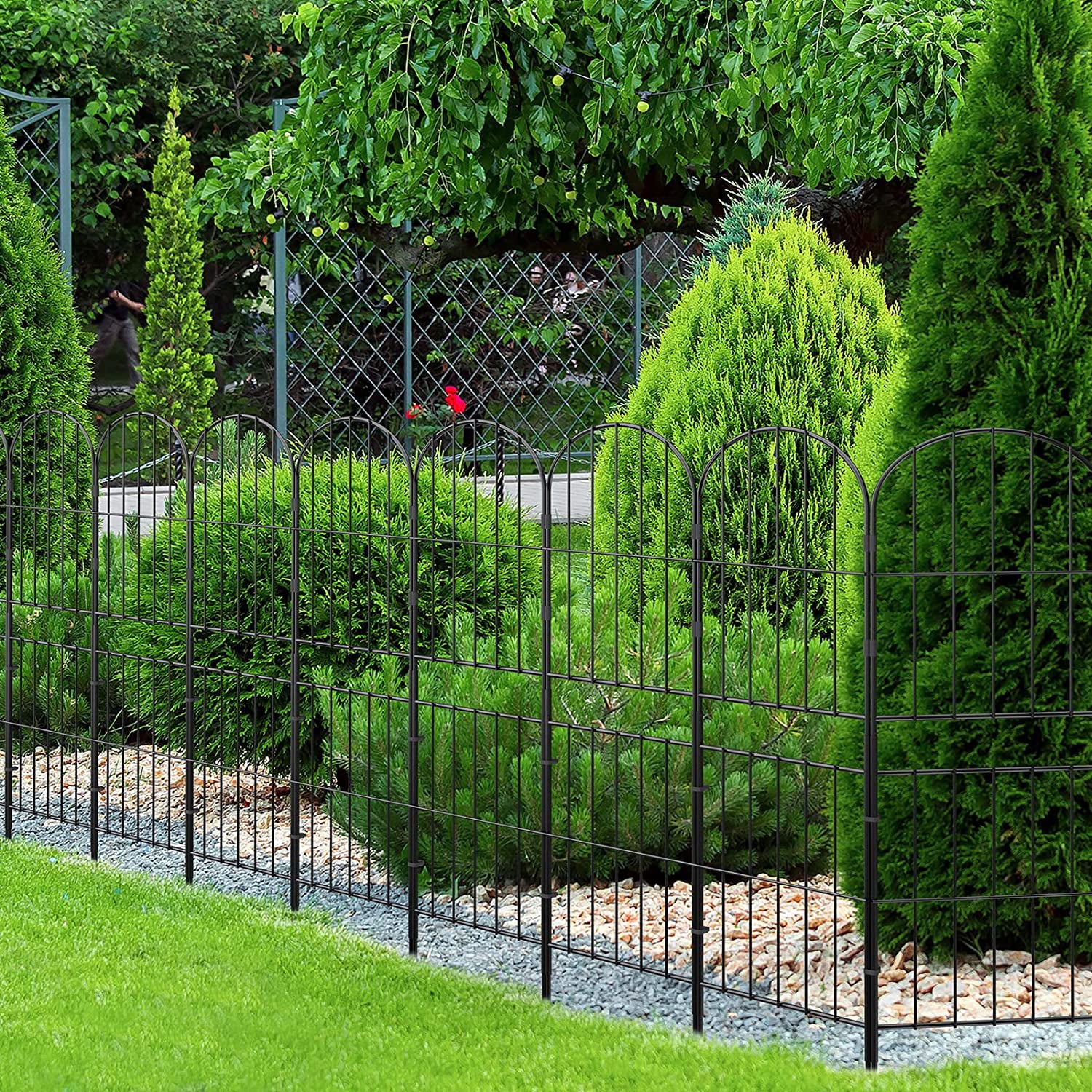 Decorative Garden Fence No Dig Fencing 10 Pack, 37.5in (H) x 10ft (L) Rustproof Metal Wire Panel Border