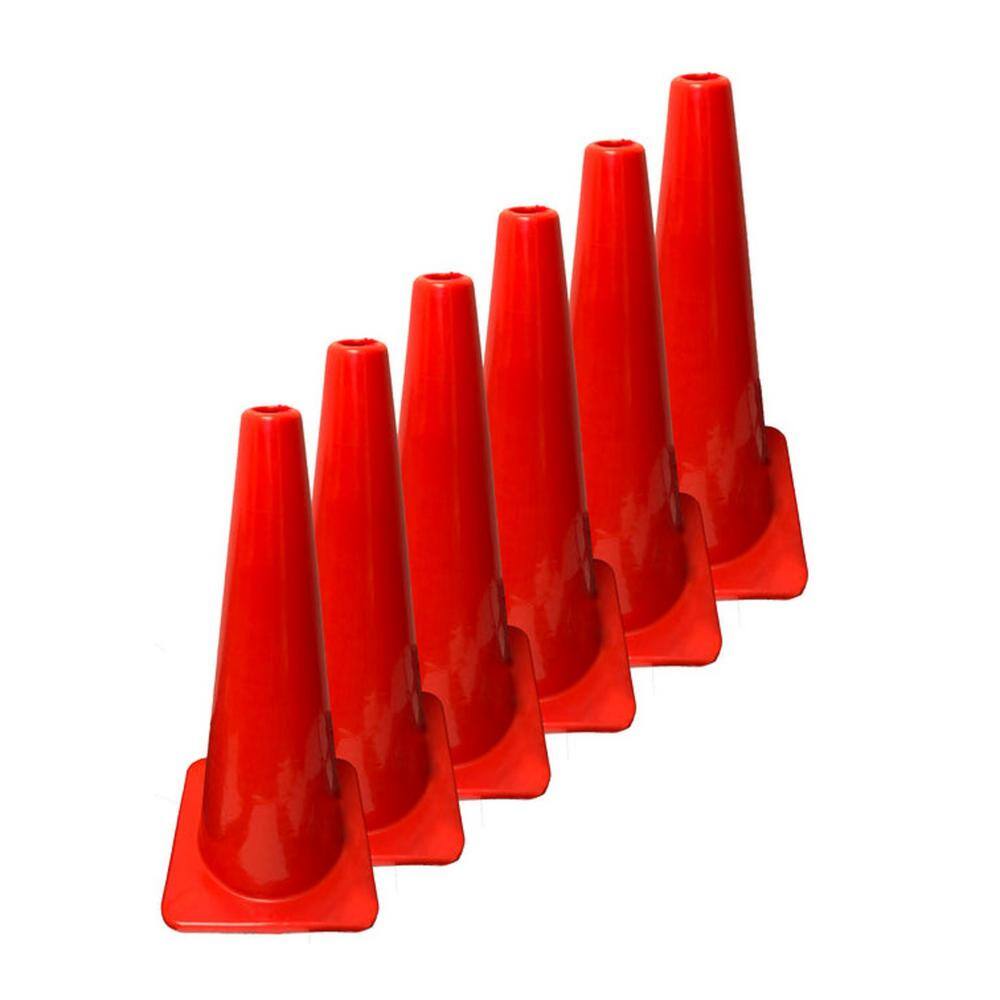 Safe Handler 28 in. Orange PVC Traffic Safety Cone 6-Pack High Visibility BLSH-28CONE-O-6