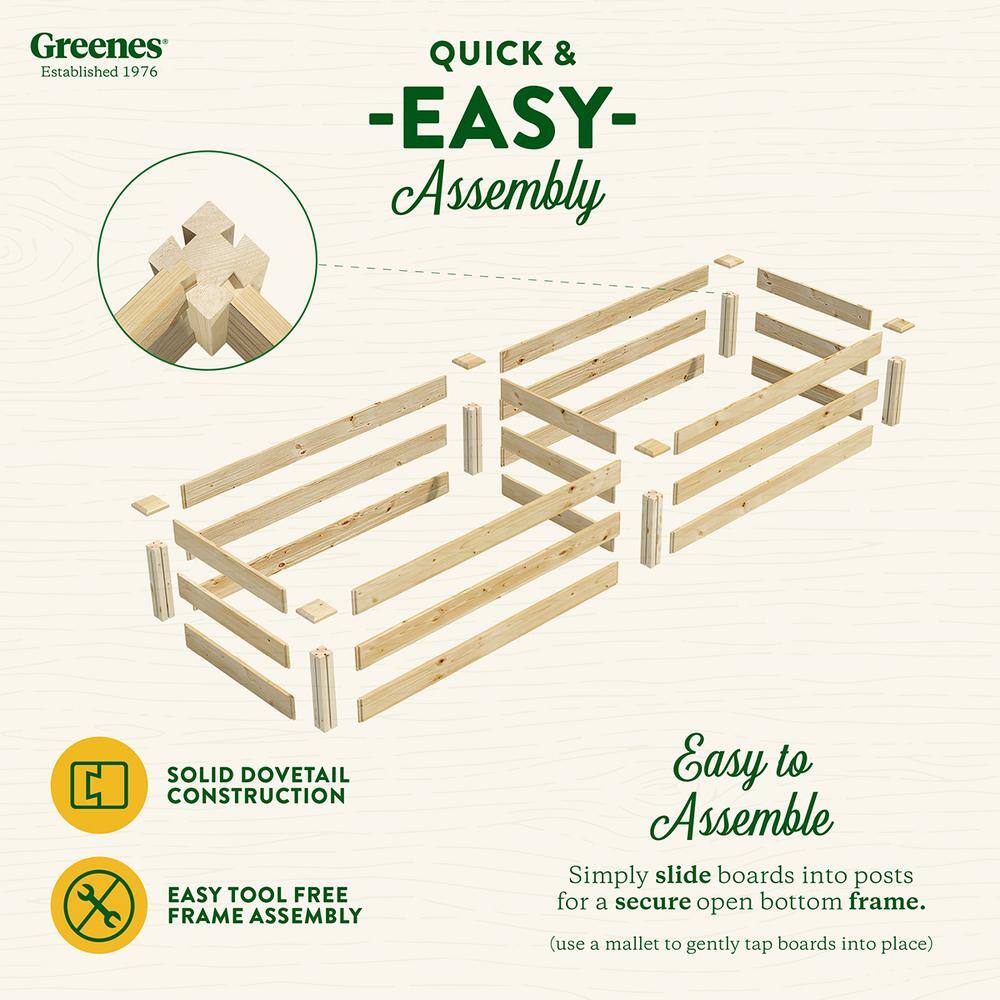 Greenes Fence 2 ft. x 8 ft. x 10.5 in. Original Pine Raised Garden Bed RCP24966T