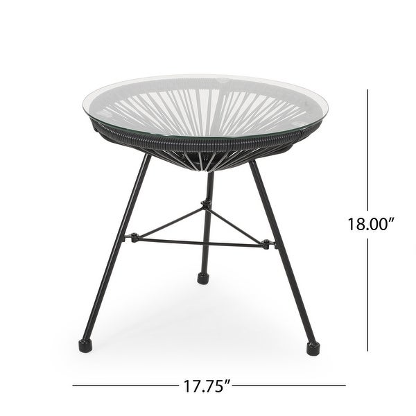 Modern Unique Design Rattan End Table with Metal Frame