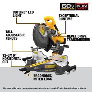 DW 60V Lithium-Ion 12 in. Cordless Sliding Miter Saw (Tool Only) DCS781B