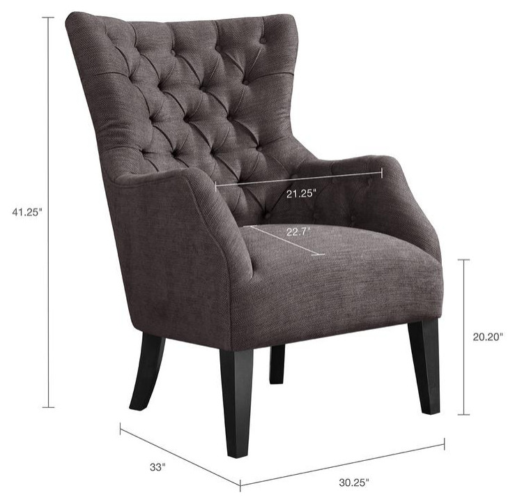 Hannah Button Tufted Wing Chair   Transitional   Armchairs And Accent Chairs   by Olliix  Houzz