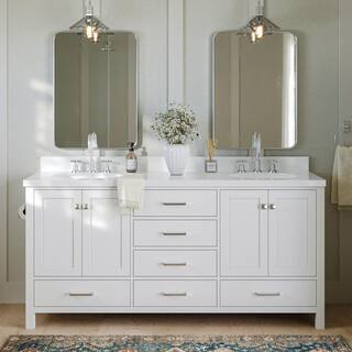 ARIEL Cambridge 72 in. W Vanity Cabinet Only in White A073D-BC-WHT