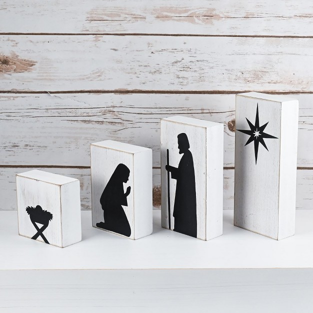 Ornativity Wooden Block Nativity Scene 4 Pc