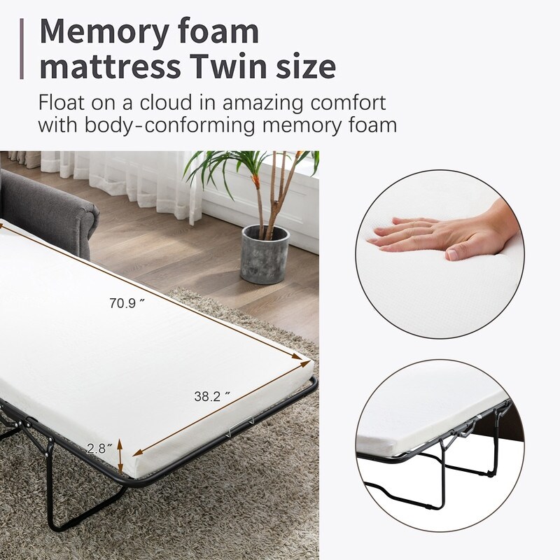 Pull Out Sofa Bed with Twin Size Memory Mattress