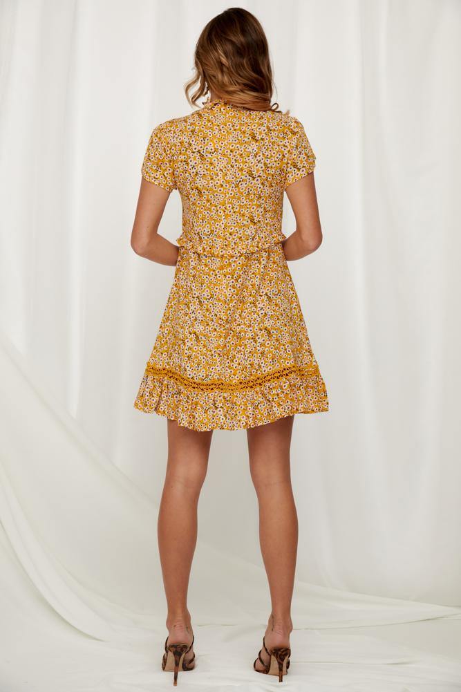 Language Of Love Dress Mustard