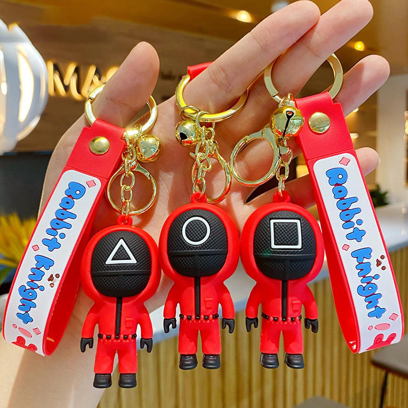 Cute Squid Game Keychain Korean Tv Character Pendant Metal Keychain Christmas Ornament Key Ring For Diy Art Craft Making Grey L