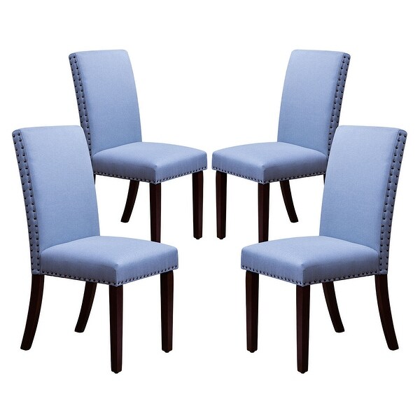 Set of 4 Dining Chair Fabric Upholstered Kitchen Side Chair Blue - 24.41x39.17