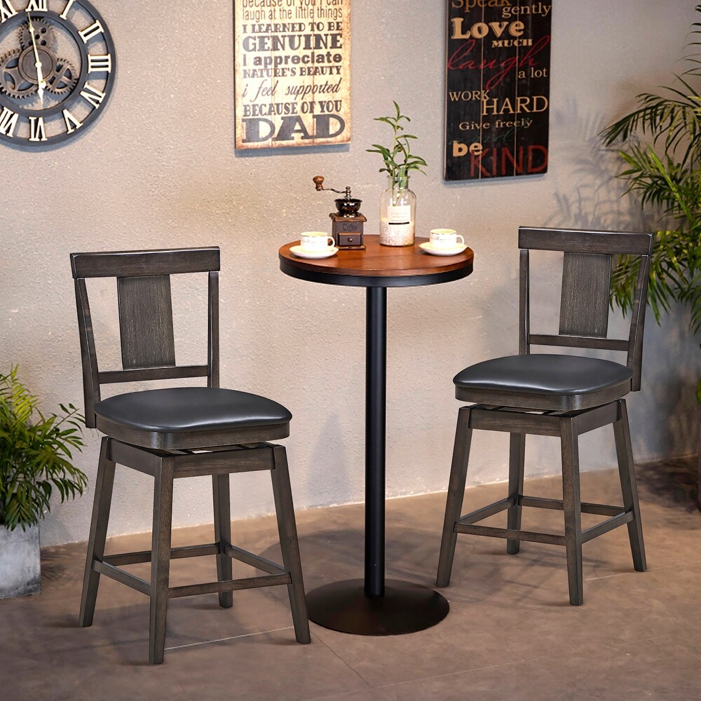 1PC/2PCS/3PCS/4PCS Swivel Bar Stool 24 inch Upholstered Counter Height   Dark Grey