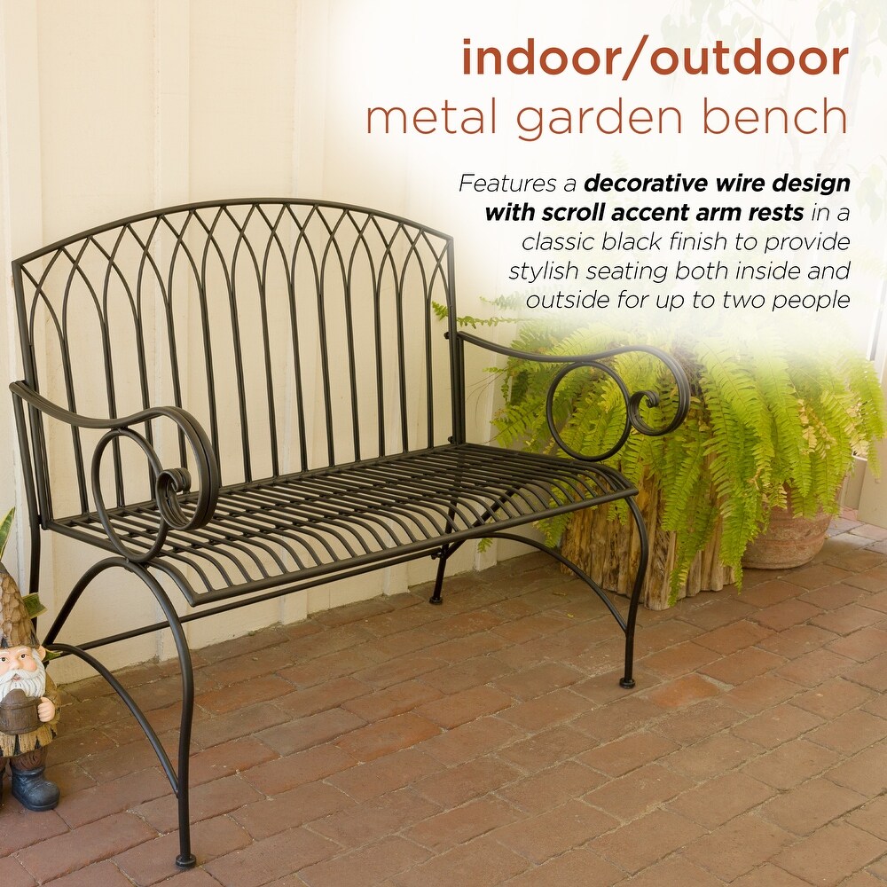 Alpine Corporation Indoor/Outdoor 2 Person Metal Garden Bench