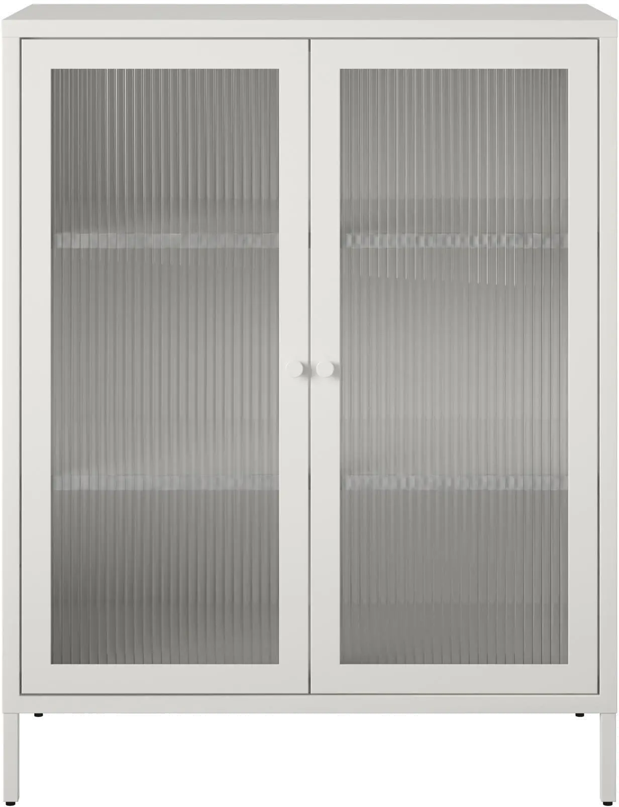 Ashbury White 40H Accent Cabinet with Fluted Glass Doors