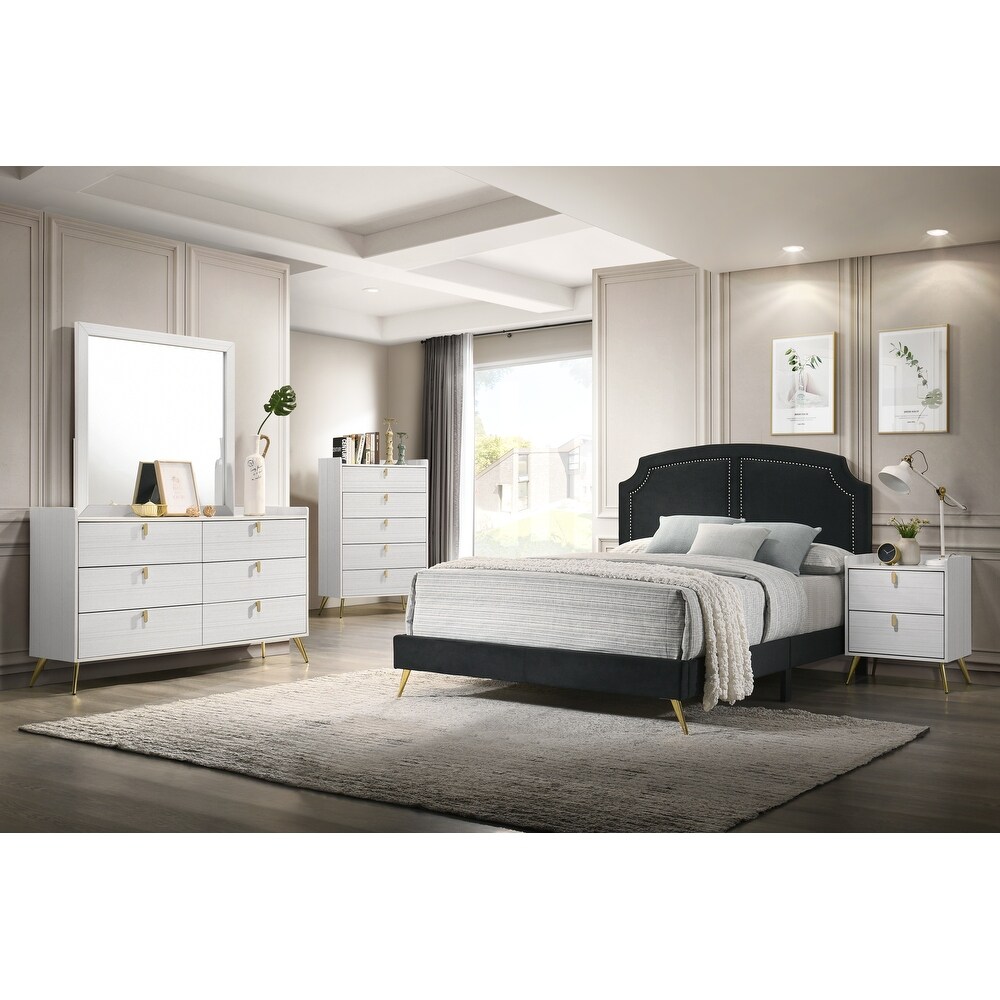 Sampson White and Gold 6 drawer Dresser