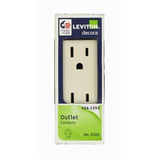 Leviton Decora 15 Amp Residential Grade Self Grounding Duplex Outlet Light Almond R56-05325-0TS