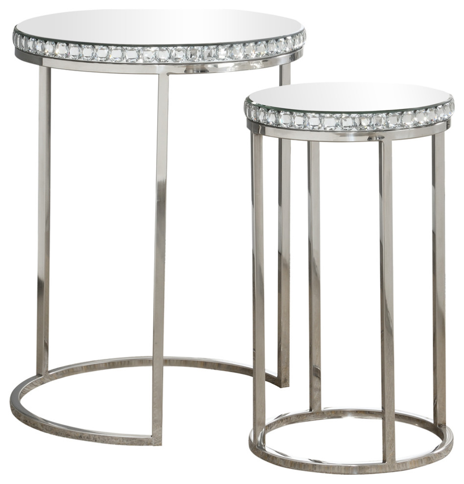 Addison 2 piece Round Nesting Table Silver   Modern   Coffee Table Sets   by Modon  Houzz