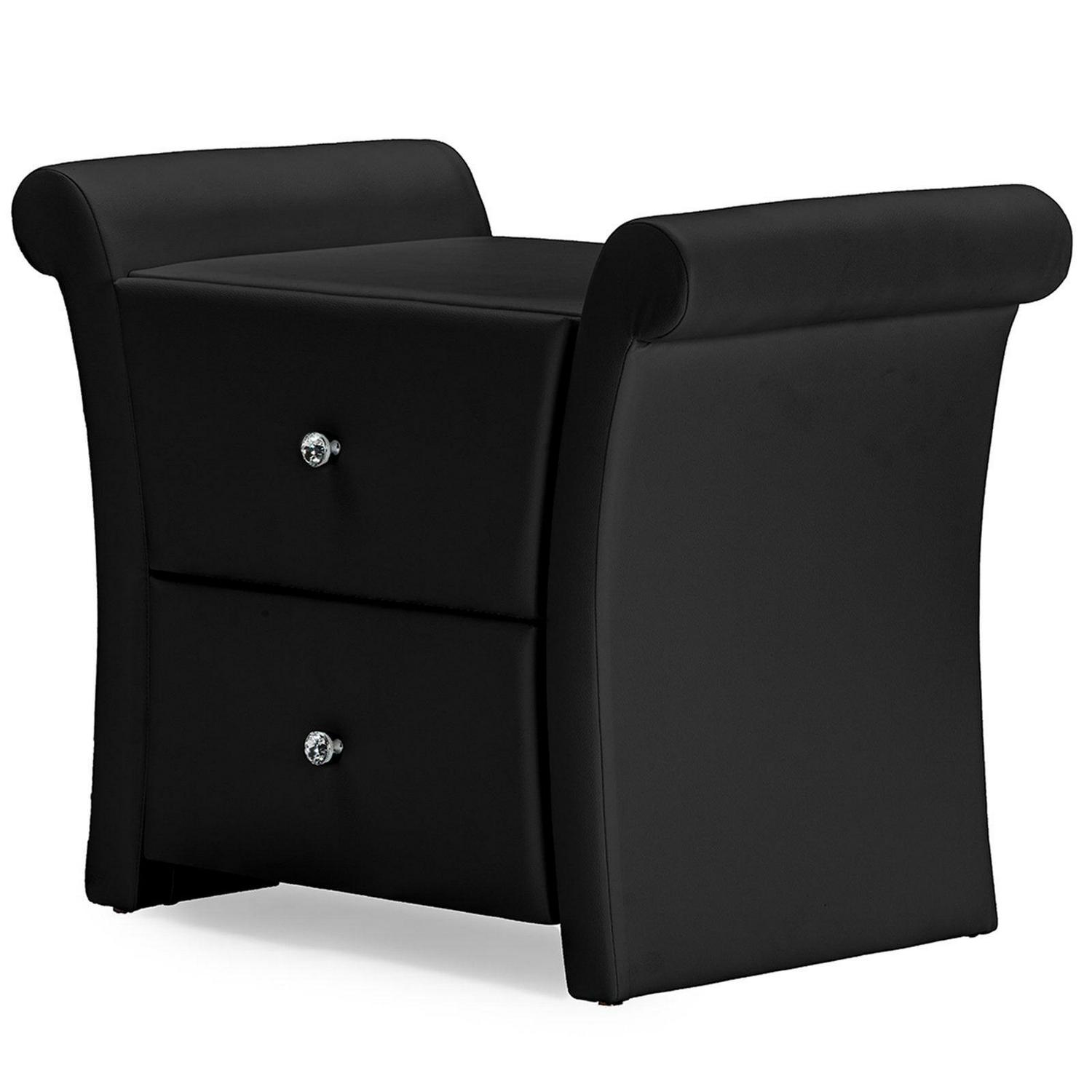 Baxton Studio Victoria PU Leather 2 Storage Drawers Nightstand Bedside Table