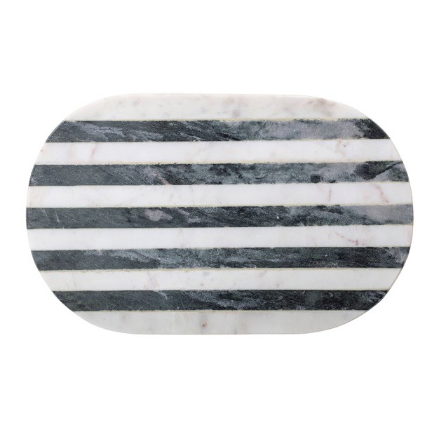 X 9 quot Marble Cutting Board Striped Black white Storied Home