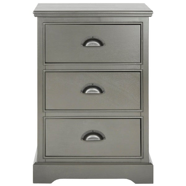 SAFAVIEH Griffin Grey 3-Drawer Storage Side Table - 17.7