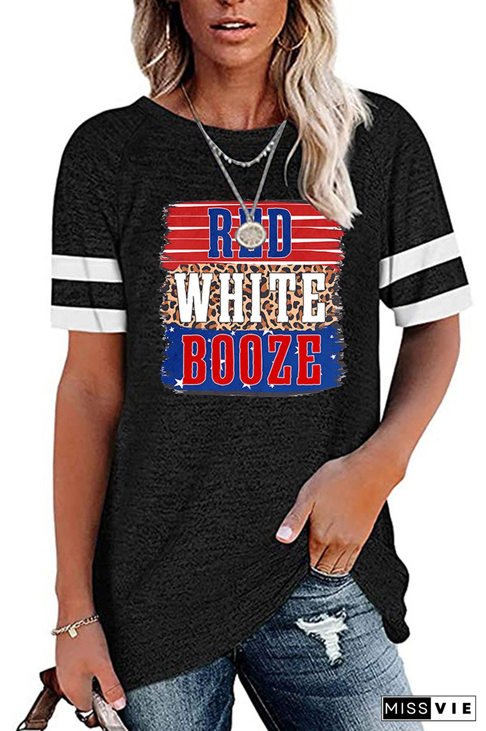 Red White & Booze Print Tee Wholesale