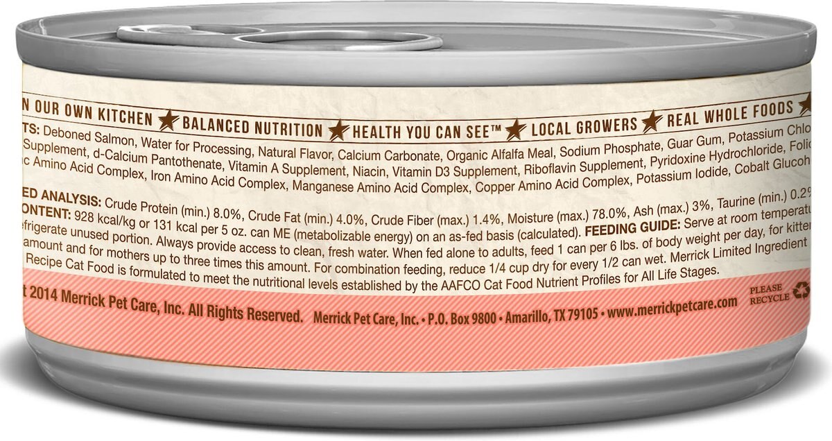 Merrick Limited Ingredient Diet Grain-Free Real Salmon Pate Recipe Canned Cat Food