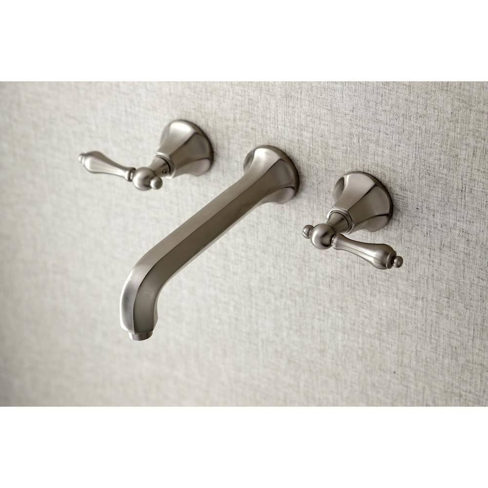 Kingston Brass Metropolitan 2-Handle Wall Mount Bathroom Faucet in Brushed Nickel HKS4028AL