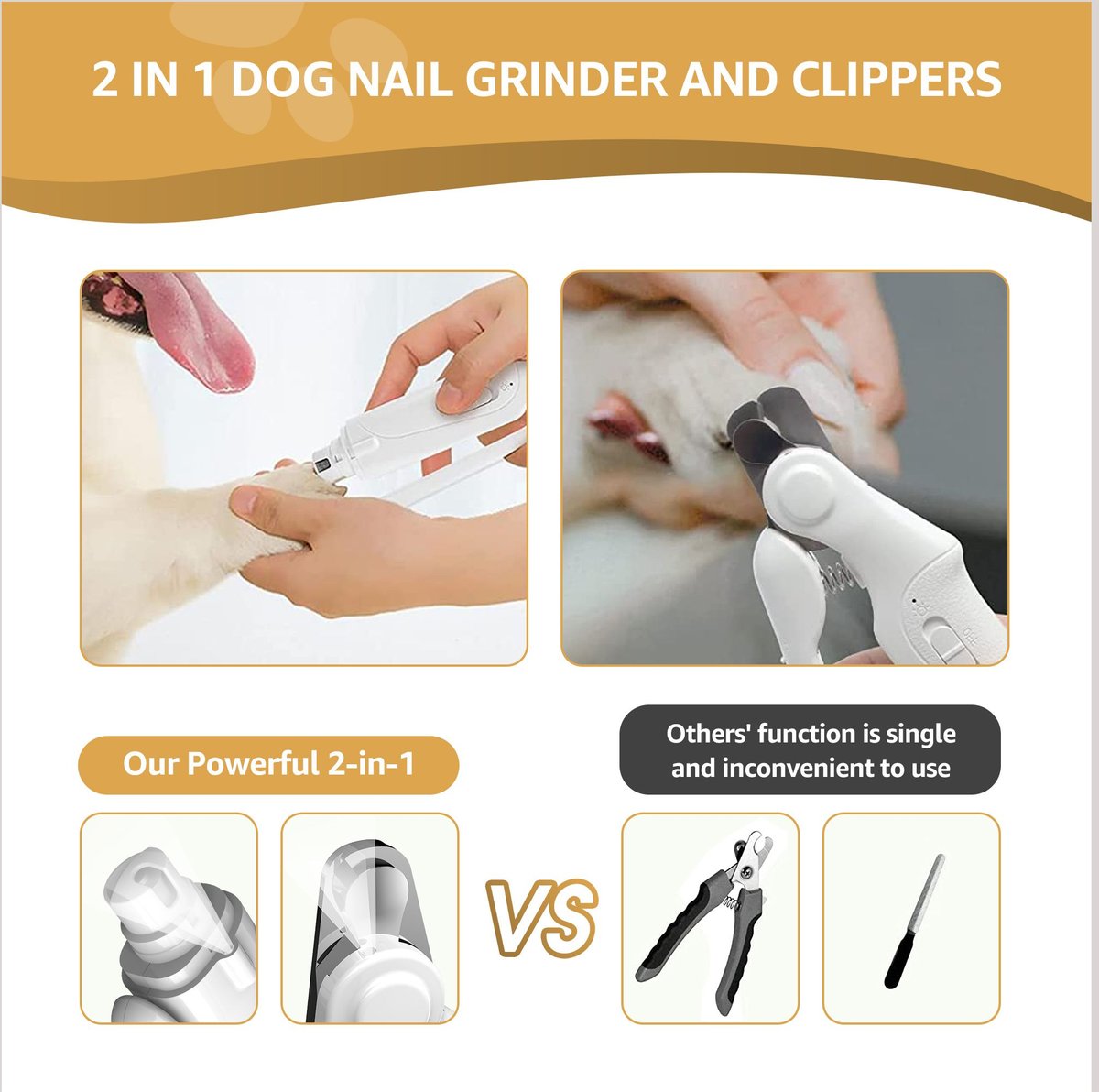 Shele 2-in-1 Dog and Cat Nail Grinders and Clippers