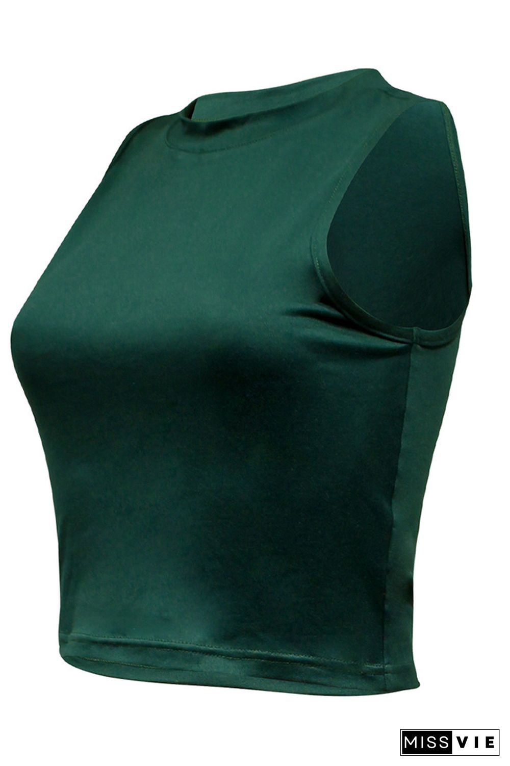 Green O-neck Sleeveless Tank Top Wholesale