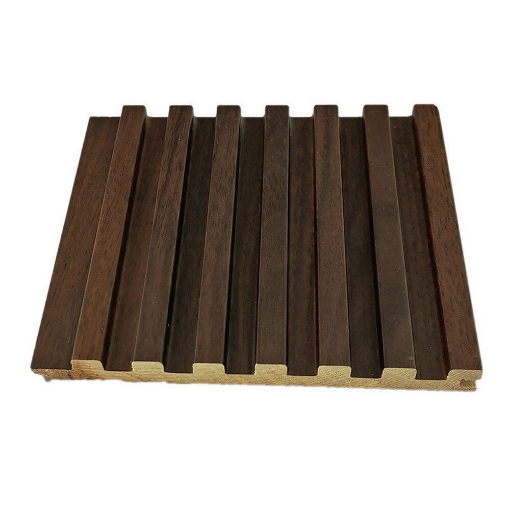 Ejoy 106 in. x 6 in x 0.5 in. Solid Wood Wall 7 Grid Cladding Siding Board in Oak Brown Color (Set of 4-Piece) CladdingPanel_WC7G_011