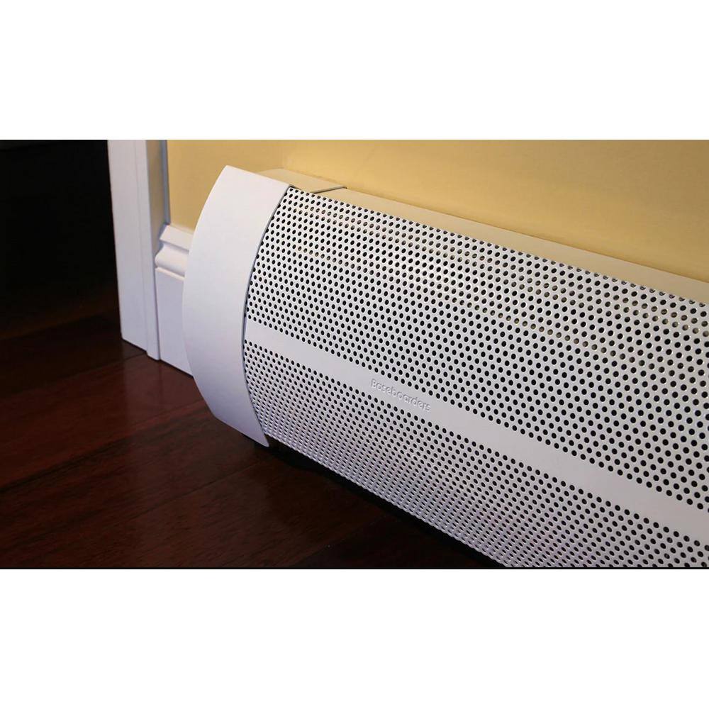 Baseboarders Elliptus Series 6 ft. Galvanized Steel Easy Slip-On Baseboard Heater Cover in White BA001-72-WHT