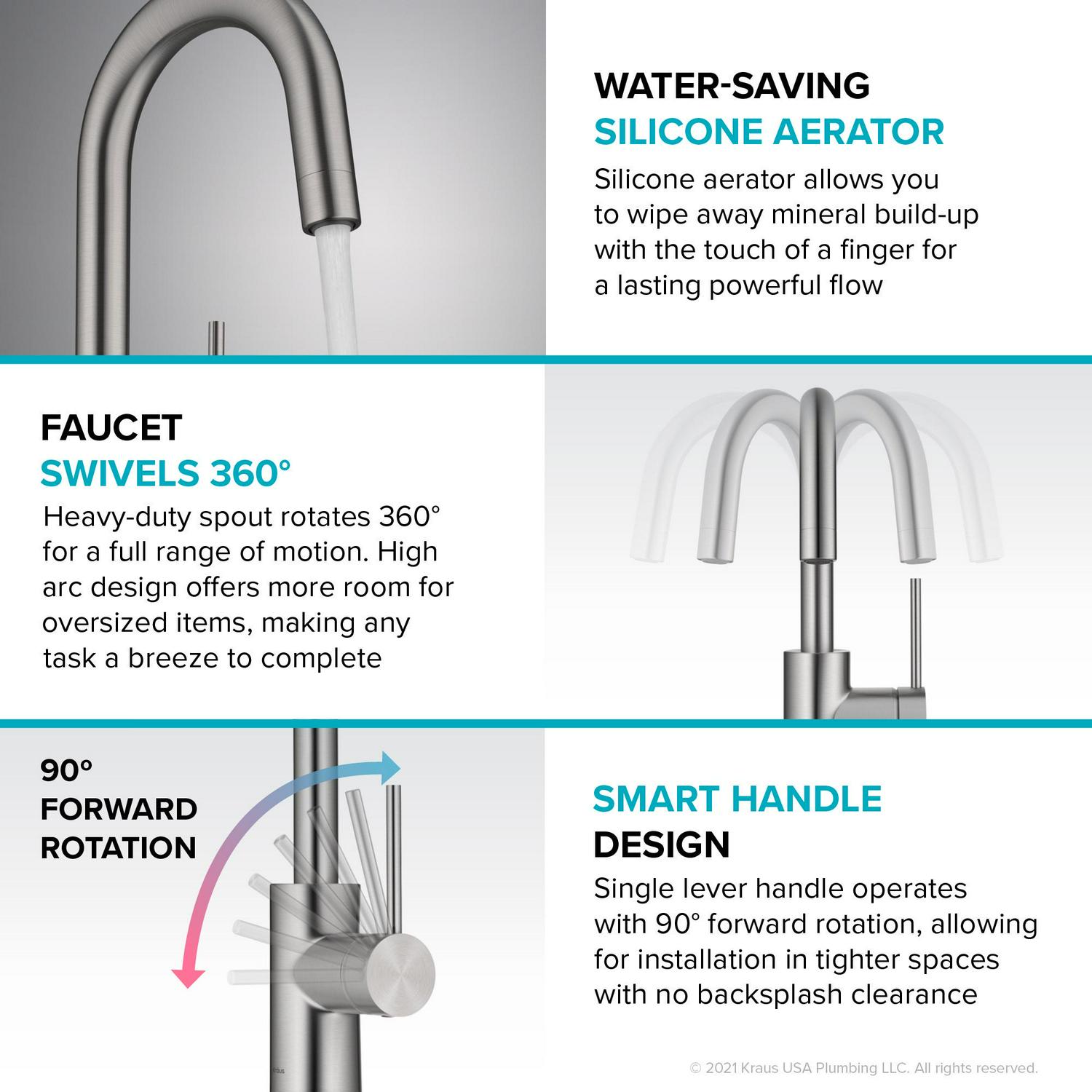 KRAUS Spot Free Oletto Single Handle Kitchen Bar Faucet in all-Brite Stainless Steel Finish