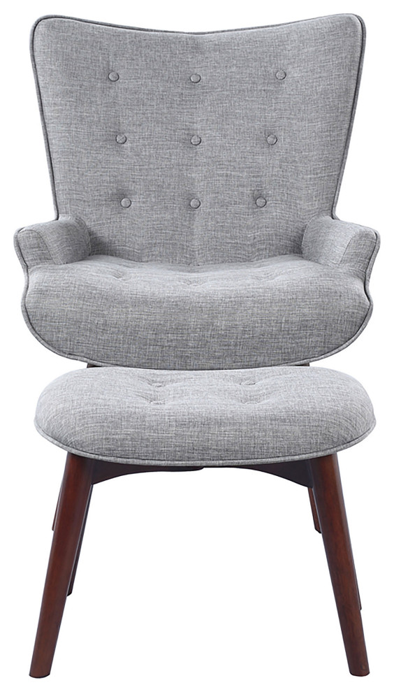 Willow Upholstered Accent Chair With Ottoman Grey and Brown   Modern   Armchairs And Accent Chairs   by Modon  Houzz