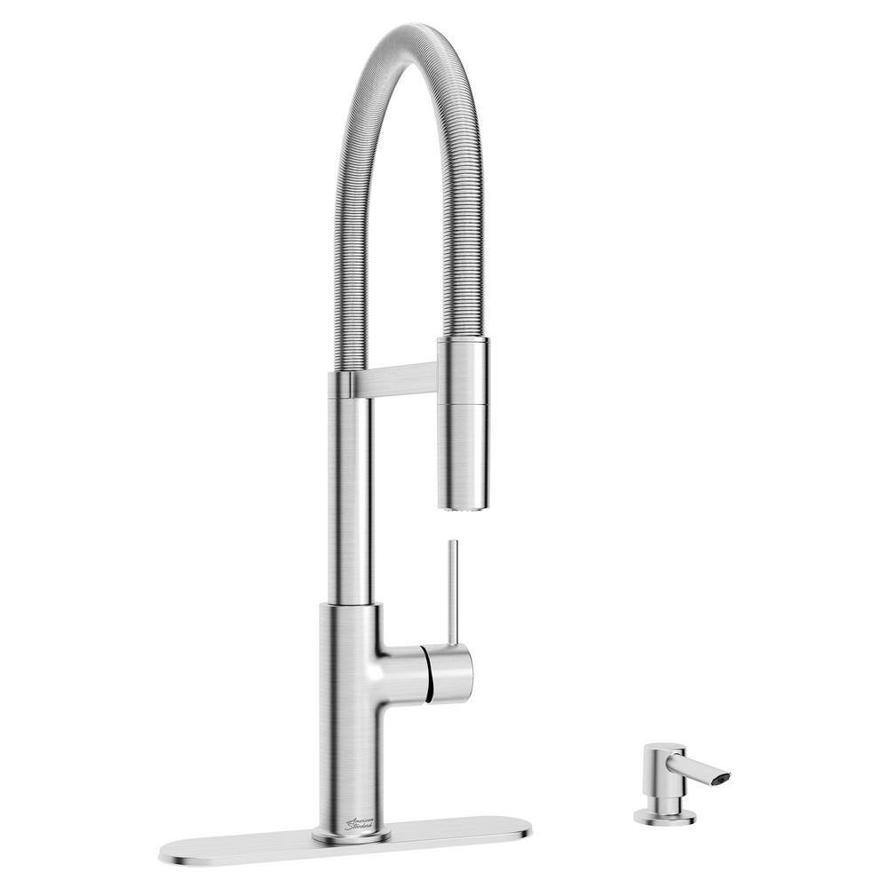 American Standard Tamarind Semi-Pro 1-Handle Pull Down Sprayer Kitchen Faucet with Deckplate and Soap Dispenser in Stainless Steel 7425351.075