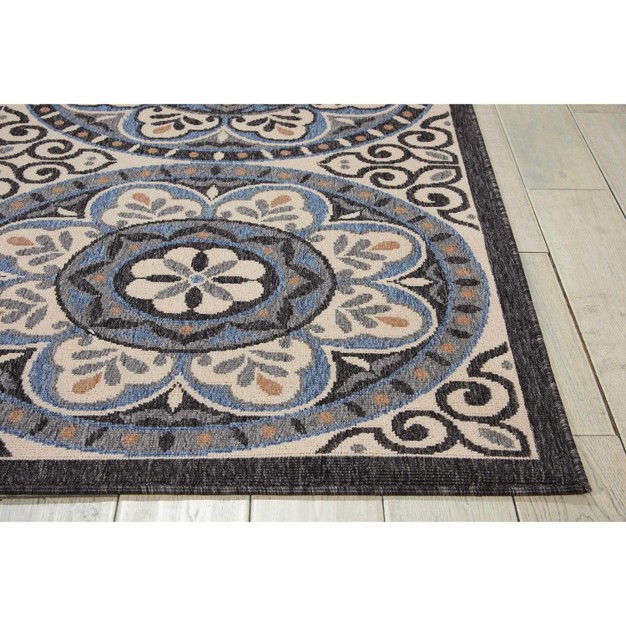 Nourison Caribbean Crb15 Ivory charcoal Indoor outdoor Area Rug