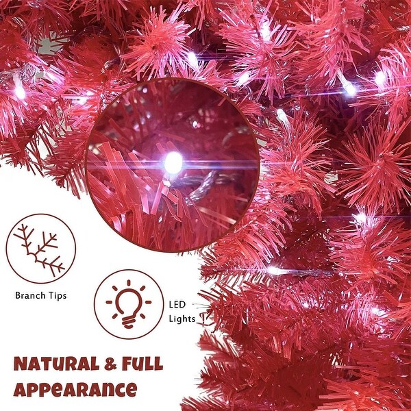 6FT Hinged Fir Artificial Santa Hat Christmas Tree with 300 LED Lights